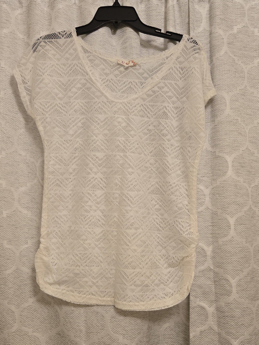 OP Lace Knit Short Sleeve Top in Cream